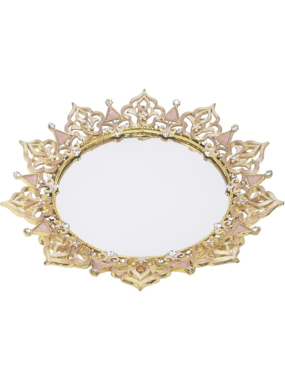 Ornate Metal Vanity Tray & Ring Holder - Decorative Jewelry Dish for Dresser